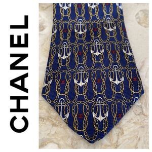 Chanel Chain & Anchors CC Monogram 100% Silk Tie
